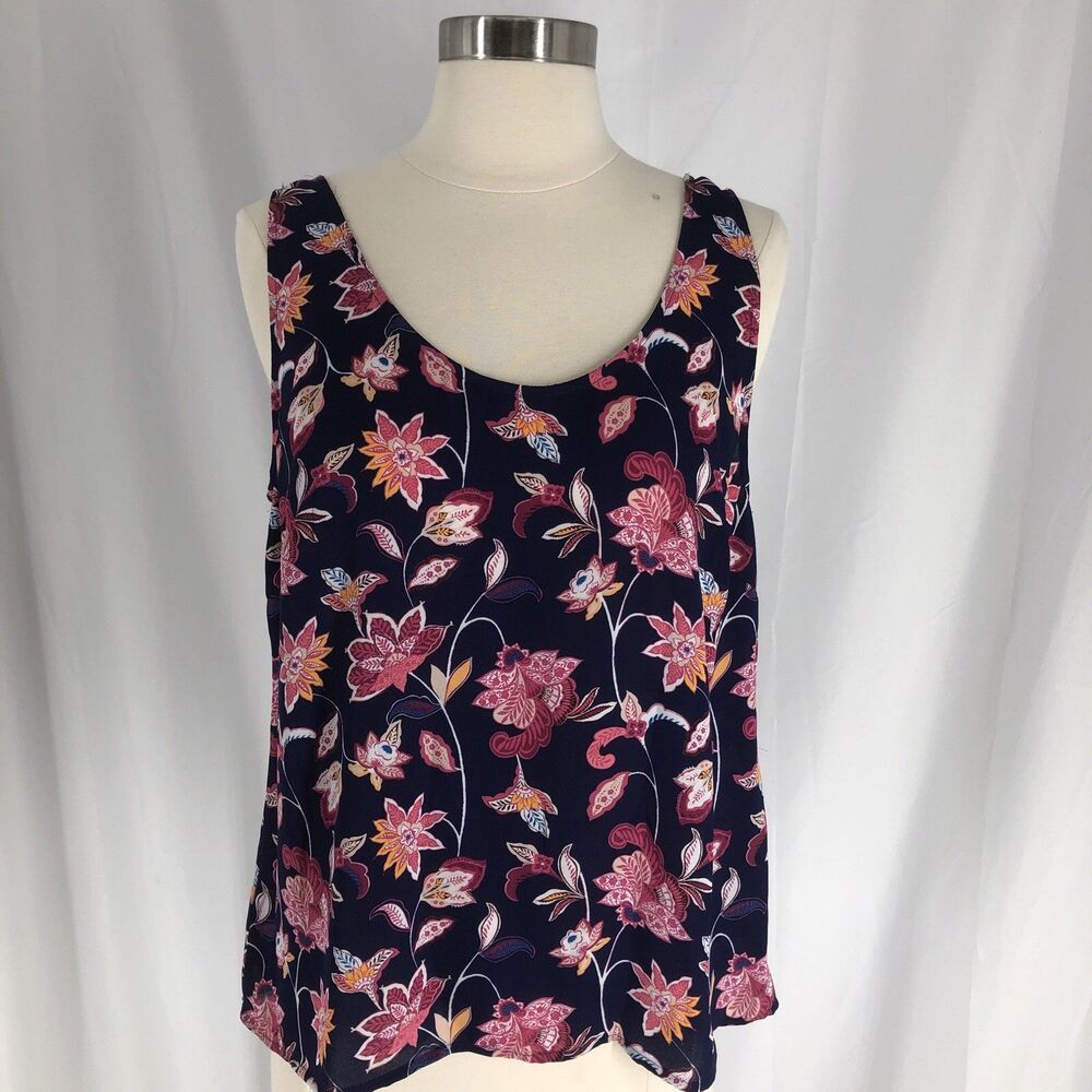 Loft Outlet Women's size Medium Tank Top Floral Sheer